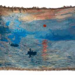 Impressionist Seascape Woven Tapestry - Monet-Inspired Ocean Wall Hanging Coastal Art Blanket Throw Blue Abstract Decor - thumbnail 2