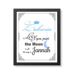 Personalised Islamic Boy Name Art, Love You To Jannah Print, Muslim Nursery Wall Decor - thumbnail 1