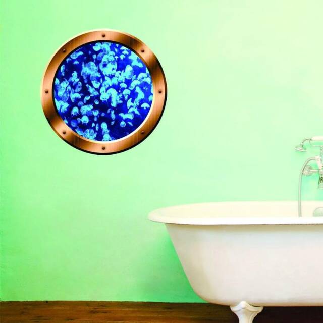 Underwater Blue Jellyfish Window Porthole Wall Decal Peel & Stick Under Water Marine Life - Vwaq Bp28 - image 1