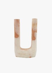 Clearance Sale Moroccan Vintage Tamegroute Unglazed Ecru/Terracotta Extra Large Arc Twin Candle Holder, Handmade Ceramic Glazed Pottery
