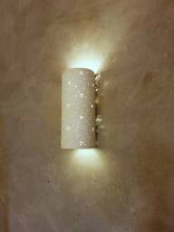 Perforated Ceramic Wall Sconce Handmade Cylinder Light Fixture