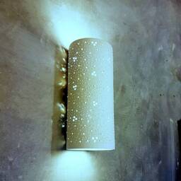Perforated Ceramic Wall Sconce Handmade Cylinder Light Fixture - thumbnail 3