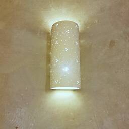 Perforated Ceramic Wall Sconce Handmade Cylinder Light Fixture - thumbnail 2