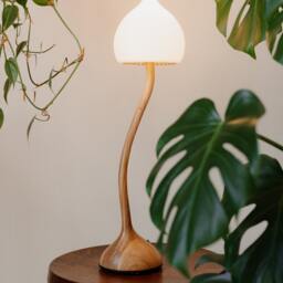 Handmade Wooden Mushroom Lamp Award Winning Ecological Decor - thumbnail 3
