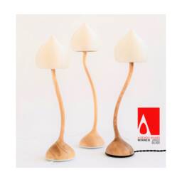 Handmade Wooden Mushroom Lamp Award Winning Ecological Decor - thumbnail 1