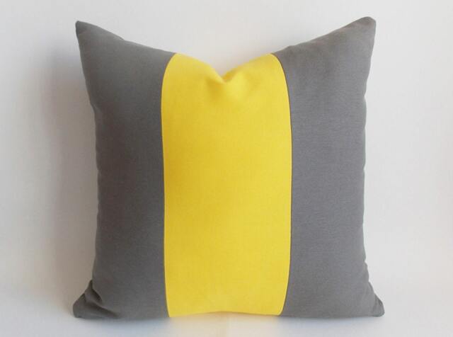 Yellow & Gray Decorative Pillow Cover Cotton Canvas, 22'' - image 1
