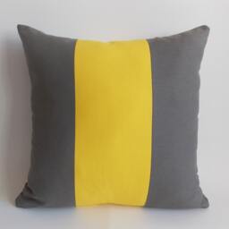 Yellow & Gray Decorative Pillow Cover Cotton Canvas, 22'' - thumbnail 3