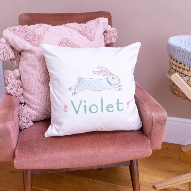 Personalised Bunny Cushion - Gifts Rabbit Personalized Fair Trade For Easter - image 1