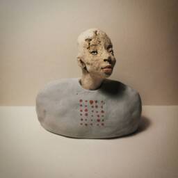 Small Male Bust in White/ Man/ Unique Ceramic Sculpture - thumbnail 3