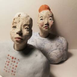 Small Male Bust in White/ Man/ Unique Ceramic Sculpture - thumbnail 4