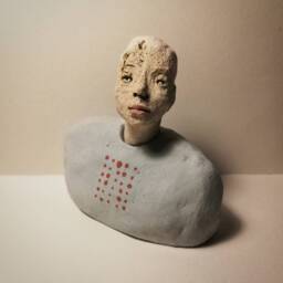 Small Male Bust in White/ Man/ Unique Ceramic Sculpture - thumbnail 2