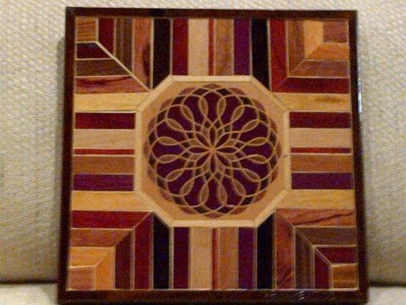 Wood Wall Art Sculpture Featuring A Digitalwood.com Inlay Kit Surrounded By Variety Of Exotic Wood Pieces