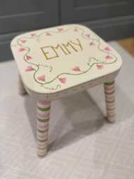 Personalised Hand Painted Wooden Stool - Children's Nursery Chair - thumbnail 1