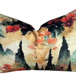 Autumn Dreamscape Velvet Cushion Cover Featuring Japanese Landscapes - thumbnail 4