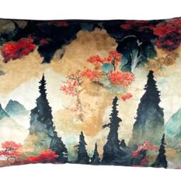 Autumn Dreamscape Velvet Cushion Cover Featuring Japanese Landscapes - thumbnail 2