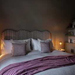 Ikat Stripe Linen Headboard With Piping & 12 Shapes To Choose From - thumbnail 3