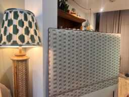 Ikat Stripe Linen Headboard With Piping & 12 Shapes To Choose From - thumbnail 1