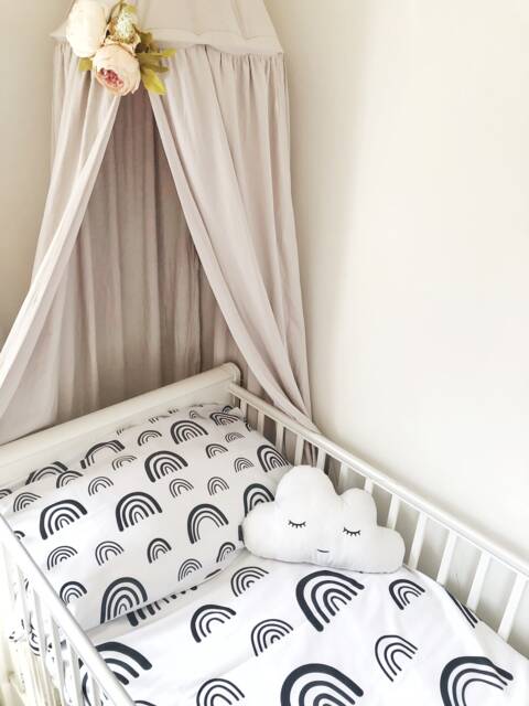 Black Rainbows & White Bedding, Monochrome Rainbows, Rainbow Decor, Children's Room Decor, Duvet Cover, Fitted Sheets - image 1