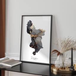Derbyshire Map Black & Gold Wall Art Print - England United Kingdom Great Britain - thumbnail 1
