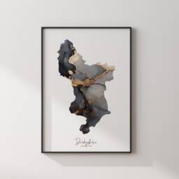 Derbyshire Map Black & Gold Wall Art Print - England United Kingdom Great Britain - thumbnail 3