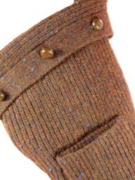Christmas Stocking Felted Wool Brown Ribbed Knit Faux Leather 533