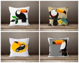 Toucan Bird Pillow Cover-Animal Pillow Case-Garden Party Cushion Cover-Jungle Cushion Case-Gift For Her-Handmade Material - thumbnail 1