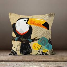 Toucan Bird Pillow Cover-Animal Pillow Case-Garden Party Cushion Cover-Jungle Cushion Case-Gift For Her-Handmade Material - thumbnail 3