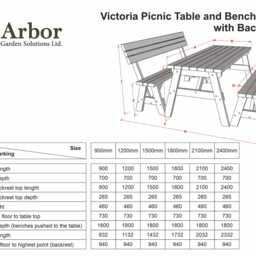 Solid Wood Garden Table With Back-Rest Benches - Victoria Range Heavy Duty 2-10 Seater Picnic Set Treated Timber Outdoor Dining - thumbnail 2