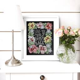 Beach Print, Sign, Art, Tropical Chalk Chalkboard Love You To The & Back, House, Hibiscus - thumbnail 2