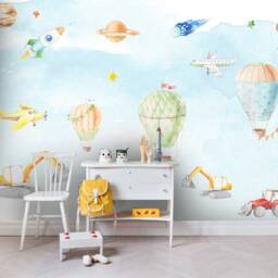 Hot Air Balloon Kids Wallpaper, Vehicle Wall Mural, Peel & Stick - thumbnail 3