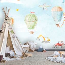 Hot Air Balloon Kids Wallpaper, Vehicle Wall Mural, Peel & Stick - thumbnail 2