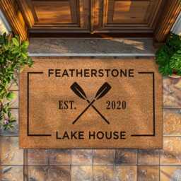 Lake House Doormat - Custom Welcome Mat Personalized Cabin Life Decor Rustic Entryway Rug - thumbnail 1