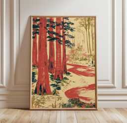 Cedar Forest Poster, Woodland Landscape Wall Art, Nature Print - thumbnail 1