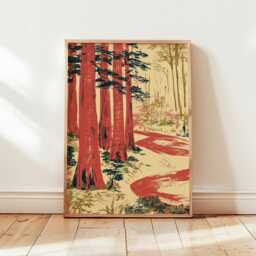 Cedar Forest Poster, Woodland Landscape Wall Art, Nature Print - thumbnail 4