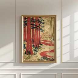 Cedar Forest Poster, Woodland Landscape Wall Art, Nature Print - thumbnail 2