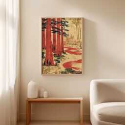 Cedar Forest Poster, Woodland Landscape Wall Art, Nature Print - thumbnail 3