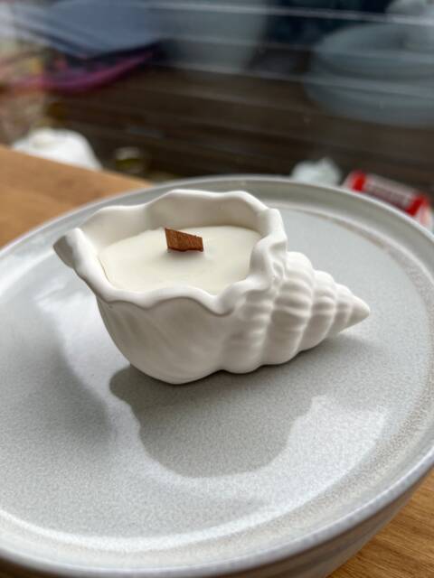 Handmade Conch Shell Candle Scented Soy Wax, Stone Seashell - image 1