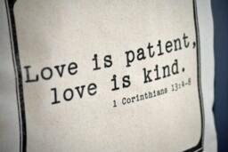 Religious Gift, Spiritual Bible Verse, Love Pillow, Wedding Cotton Anniversary, Corinthians // Love Is Patient, Kind// - thumbnail 2