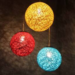 Handwoven Paper Rope Chandelier Colorful Spherical Pendant Light - thumbnail 2