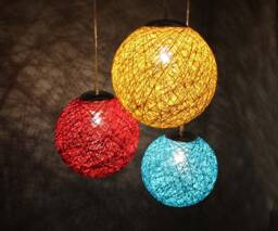 Handwoven Paper Rope Chandelier Colorful Spherical Pendant Light