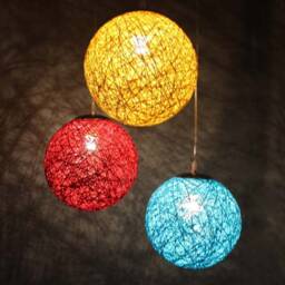 Handwoven Paper Rope Chandelier Colorful Spherical Pendant Light - thumbnail 3