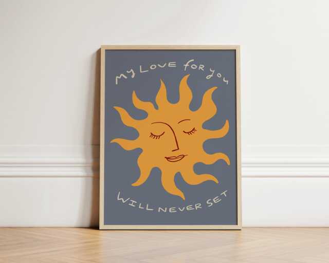 Love For You Print, Toddler Room Boho Sun, Illustration Wall Art, Nursery Eclectic Nursery, Kids Room, Play Unframed - image 1
