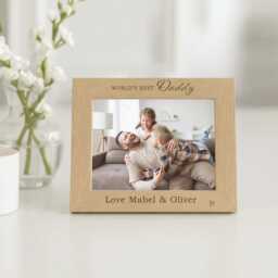 Personalised Daddy Photo Frame - Engraved World's Best Dad Gift, Wooden - thumbnail 3