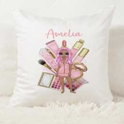 Makeup-Inspired Cushion, Personalised Beauty Gift, Cosmetic-Themed Pillow, Girly Bedroom D??cor, Glam Dressing Room Accessory