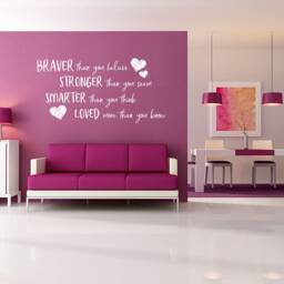 Inspirational Wall Quote Decal Braver, Stronger, Smarter, Loved - thumbnail 2