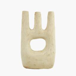 Clearance Sale Moroccan Unglazed Tamegroute Abstract White Ecru Picasso Sculpture Triple Candlestick Holder - thumbnail 2