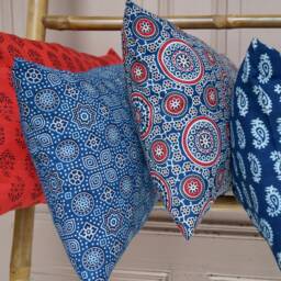 Indian Cotton Cushion Cover Printed Several Colors Available Traditional Floral Or Geometric Patterns Panjab Series - thumbnail 2
