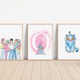 Set Of 3 Kpop Demon Hunters Name Print, Personalised Saja Boys Nursery Wall Art, Rumi Mira Zoey Decor - thumbnail 2