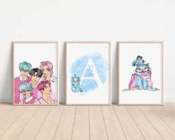 Set Of 3 Kpop Demon Hunters Name Print, Personalised Saja Boys Nursery Wall Art, Rumi Mira Zoey Decor - thumbnail 1