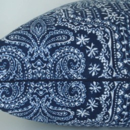 Indigo Floral Sprays Pillow Cover - Taupe & Ivory Cotton Twill - thumbnail 4
